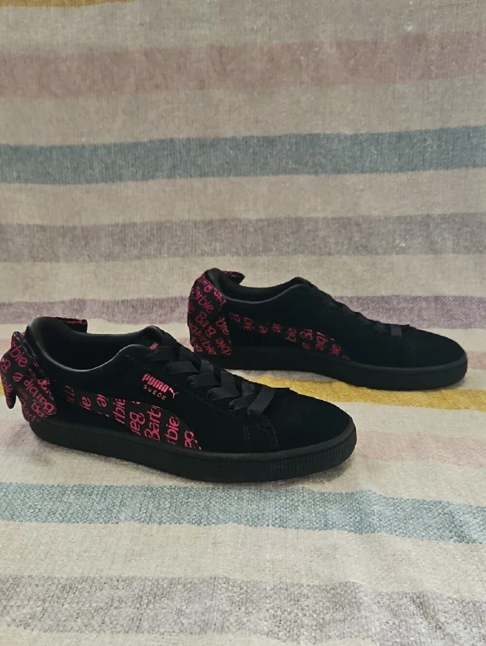 PUMA x Barbie Suede Classic Black & Pink Bow Sneakers